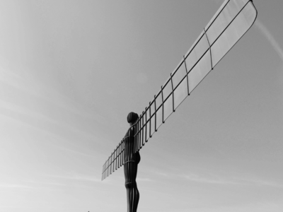 Black and White picture of Angel of the North in Newcastle