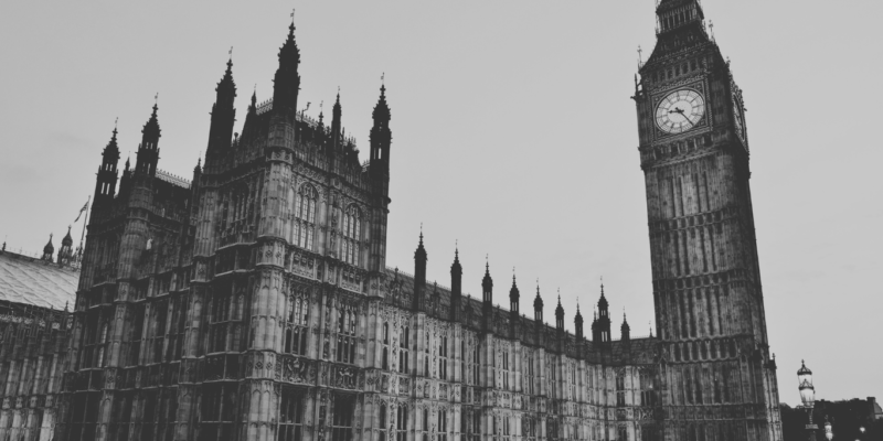 Houses of parliament black and white